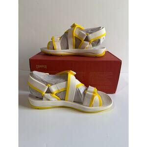Camper Match Multi Strap Sandals Yellow White Stripe Summer Womens Sz 39 NEW